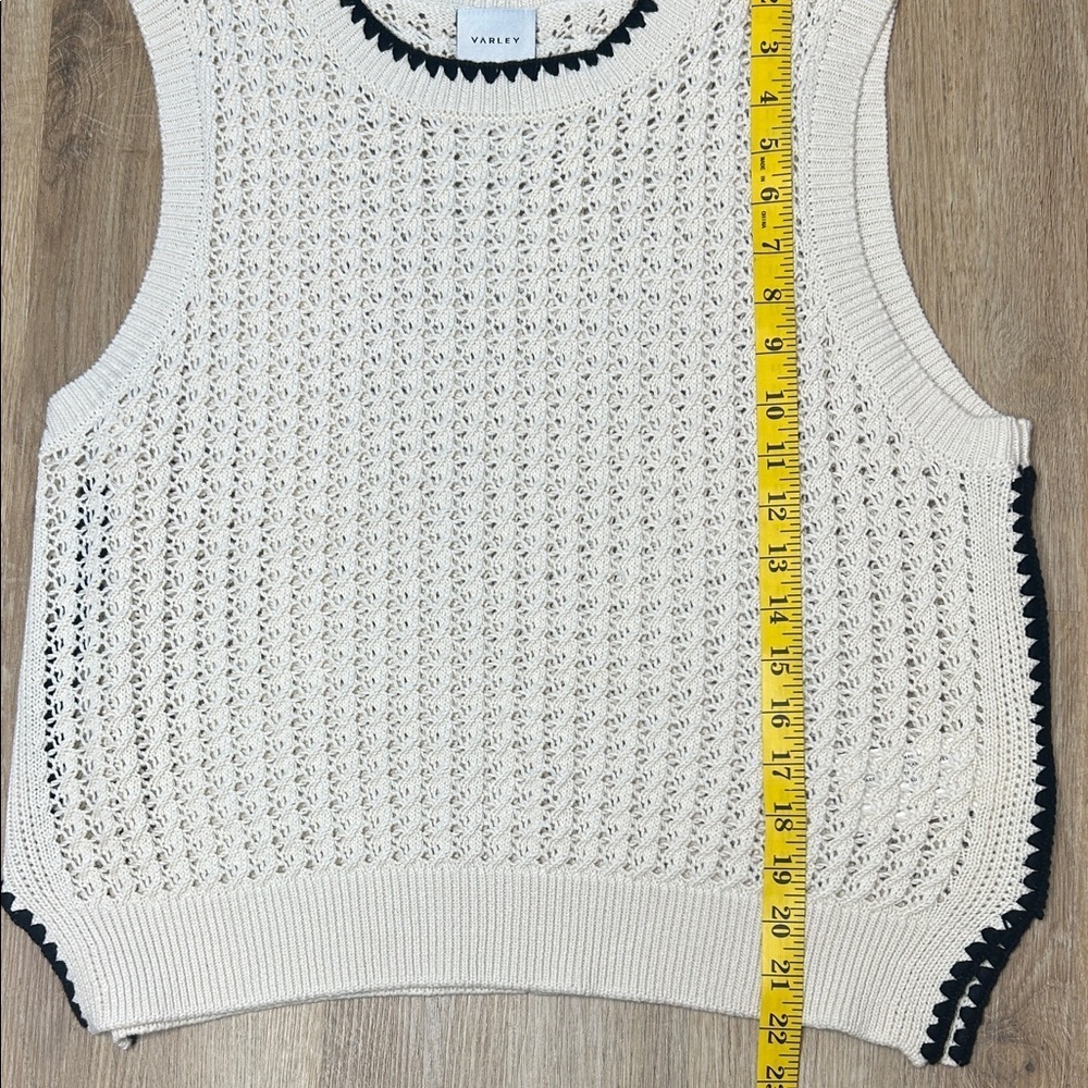 Varley Delaney Cream and Black Open Stitch Sweater Vest - Picture 9 of 12